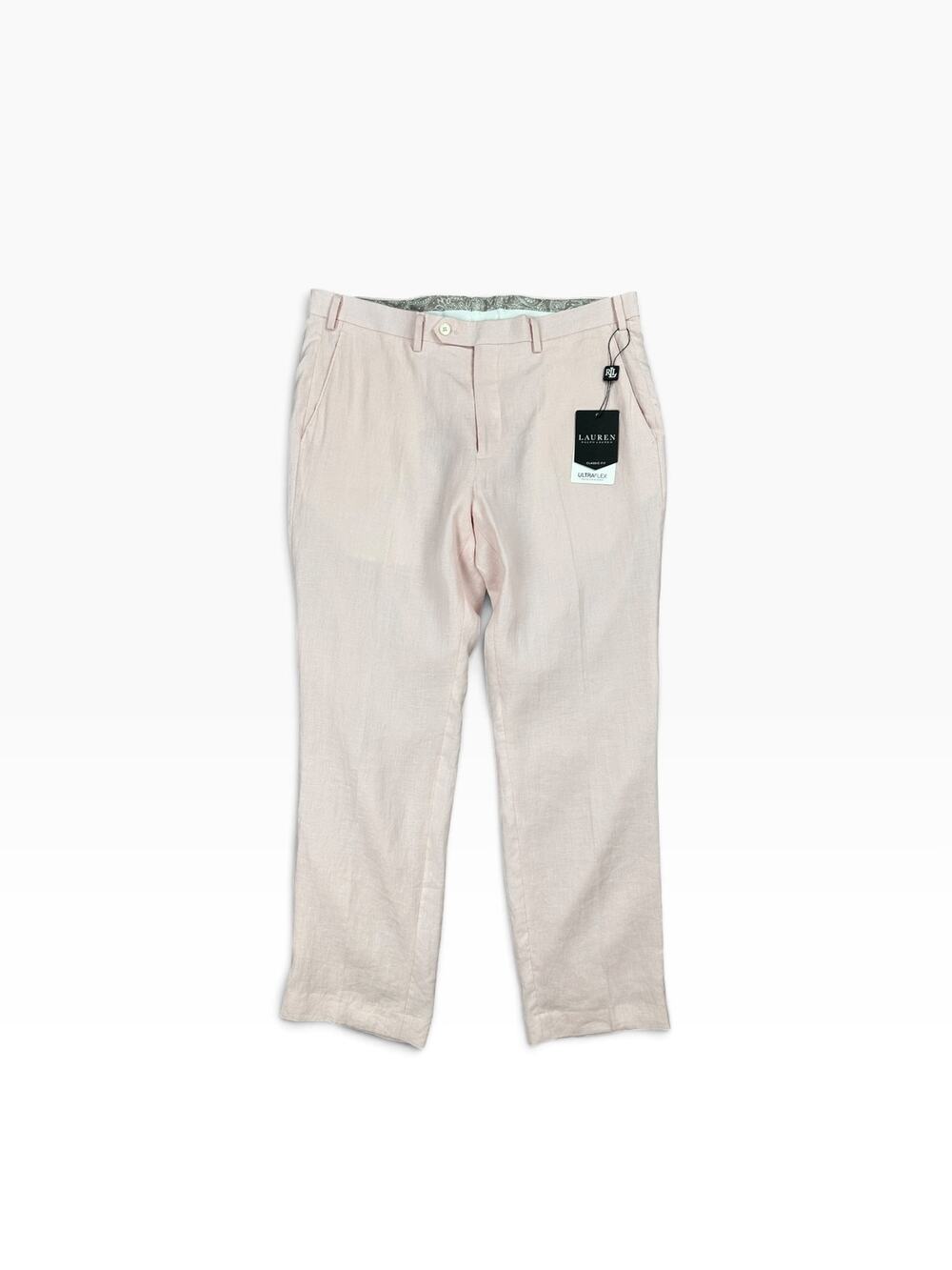 Lauren Ralph Lauren UltraFlex Classic Fit Linen Pants Pink NWT — Size 36x30